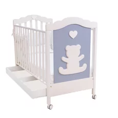 Baby Bed, BabyDreams, Cuore di Orso, Drawer, Solid Wood, Italian Design, 133x71x106 cm, White-Grey