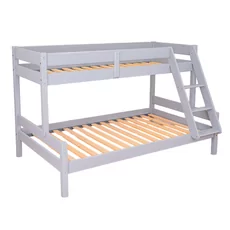 Bunk Bed Sandra, Transilvan, Solid Wood, 3 People, 80/120x200 cm, Grey