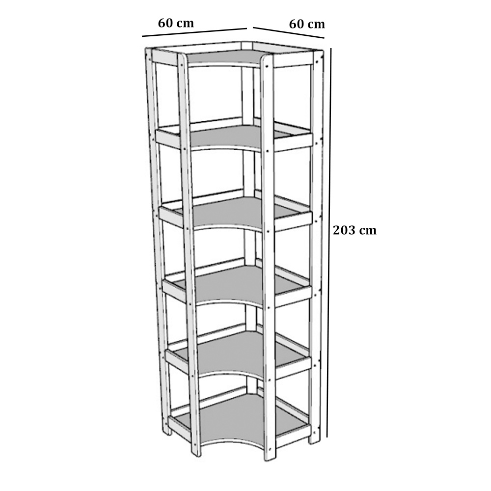 Raft Elisse Transilvan, 6 polite, Colt Interior, 60x60x203 cm, Cires