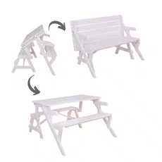 Kids' Transformers Bench, Bimbo, Transilvan, Picnic Table, Solid Wood, 98x44 cm, White