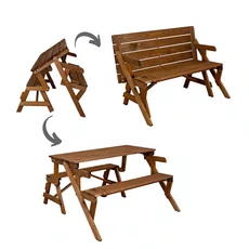 Kids' Transformers Bench, Transilvan, Bimbo, Picnic Table, Solid Wood, 98x44 cm, Brown
