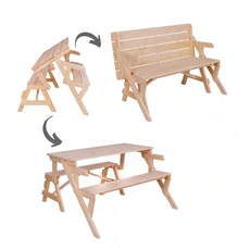 Kids' Transformers Bench, Bimbo, Transilvan, Picnic Table, Solid Wood, 98x44 cm, Natural Wood