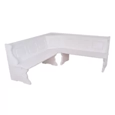 Corner Seat Spring, Transilvan, Premium, Solid Wood, Elegant Carved Design, 165x165 cm, White