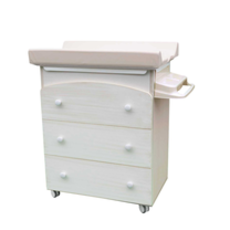 Comoda Bebe Cremino, BabyDreams, Transilvan, Lemn Masiv, Salteluta si Cadita Inclusa, 82x49x102 cm, Alb-Bej