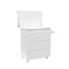 Comoda Bebe Mia, BabyDreams, Transilvan, Lemn Masiv, Salteluta si Cadita Inclusa, 82x49x102 cm, Alb