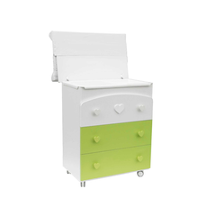 Comoda Bebe Verdi, BabyDreams, Transilvan, Lemn Masiv, Salteluta si Cadita Inclusa, 82x49x102 cm, Alb-Verde