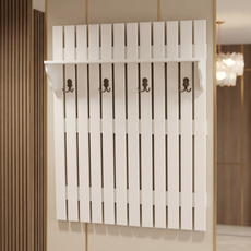 Cuier Thessaloniki Collection, Transilvan, 4 Agatatori, 1 Polita, MDF si Lemn Masiv, 120x140 cm, Alb