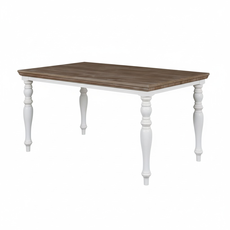 Masa Dining, Monaco Collection, Transilvan, MDF si Lemn Masiv, 6 Persoane, 160x90x76 cm, Alb si Lemn Tei