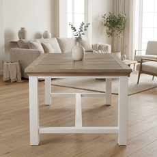 Masa Dining, Verona Collection, Transilvan, MDF si Lemn Masiv, 10 Persoane, 240x100x78 cm, Alb si Stejar Natur