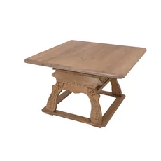 Table Spring, Transilvan, Premium, Solid Wood, Elegant Carved Design, 105x105 cm, Brown