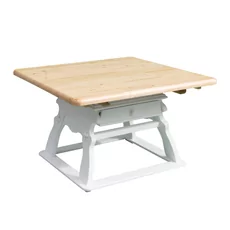 Table Spring, Transilvan, Premium, Solid Wood, Elegant Carved Design, 105x105 cm, White-Lacquered