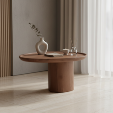 Masuta Laterala Ovala, Miami Collection, Transilvan, Design Modern, Lemn Masiv Stejar, 60x60x35 cm, Stejar Brule