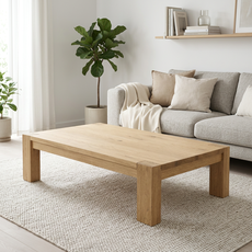 Masuta de Cafea Patrata, San Francisco Collection, Transilvan, Lemn Masiv Stejar, 137x81x41 cm, Stejar Natur Terra Periat