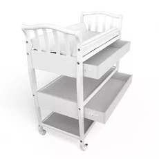 Baby Changing Table, BabyDreams, 2 Drawers, Solid Wood, 96x110x50 cm, White
