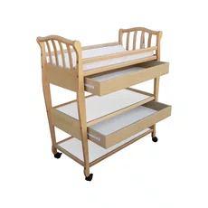 Baby Changing Table, BabyDreams, 2 Drawers, Solid Wood, 96x110x50 cm, Natural Wood