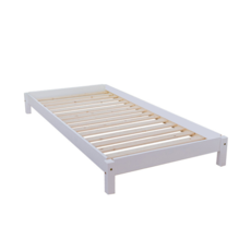 Single Bed Leo, Transilvan, Solid Wood, 90x200 cm, White