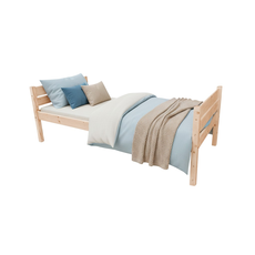 Pat de o persoana Sally Max, Transilvan, Lemn Masiv, Model 3/3 Inaltat, 90x200 cm, Lacuit