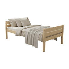 Pat de o persoana Sally Max, Transilvan, Lemn Masiv, Model 3/3 Inaltat, 90x200 cm, Natur