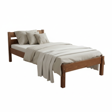 Pat de o persoana Sally, Transilvan, Lemn Masiv, Model 3/1, 80x190 cm, Nuc