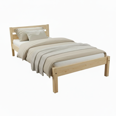 Pat de o persoana Sally, Transilvan, Lemn Masiv, Model 3/1, 90x190 cm, Natur