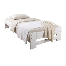 Pat de o persoana Transilvan, Dumbo, Lemn Masiv, Model 1/1, 90x200 cm, Alb