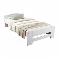 Pat de o persoana Transilvan, Dumbo, Lemn Masiv, Model 2/1, 90x200 cm, Alb