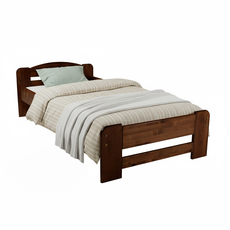 Pat de o persoana Transilvan, Dumbo, Lemn Masiv, Model 2/1, 90x200 cm, Nuc