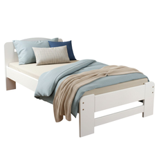 Egyszemelyes ágy Transilvan, Dumbo, Masszív fa, Modell 3/1, 90x200 cm, Fehér