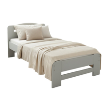 Egyszemelyes ágy Transilvan, Dumbo, Masszív fa, Modell 3/1, 90x200 cm, Szürke