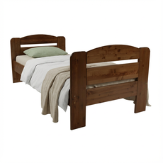 Pat de o persoana Transilvan, Dumbo, Lemn Masiv, Model 3/3, 90x200 cm, Nuc