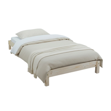 Pat de o persoana Transilvan, Leo, Lemn Masiv, 90x200 cm, Natur