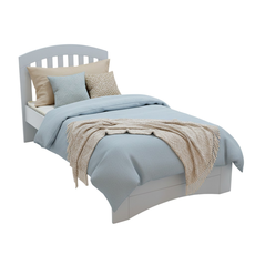 Pat de o persoana Transilvan, Rio, Lemn Masiv, 90x200 cm, Gri