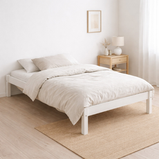 Pat de o persoana Transilvan, Sally, Lemn Masiv, Model 1/1, 90x200 cm, Alb