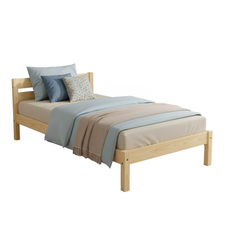 Pat de o persoana Transilvan, Sally, Lemn Masiv, Model 2/1, 80x200 cm, Natur