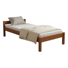 Pat de o persoana Transilvan, Sally, Lemn Masiv, Model 2/1, 90x200 cm, Nuc