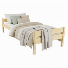 Pat de o persoana Transilvan, Sally, Lemn Masiv, Model 2/2, 80x200 cm, Natur