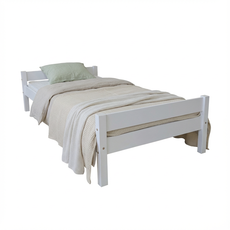 Pat de o persoana Transilvan, Sally, Lemn Masiv, Model 2/2, 90x200 cm, Alb