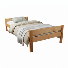 Pat de o persoana Transilvan, Sally, Lemn Masiv, Model 2/2, 90x200 cm, Lacuit