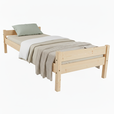 Pat de o persoana Transilvan, Sally, Lemn Masiv, Model 2/2, 90x200 cm, Natur