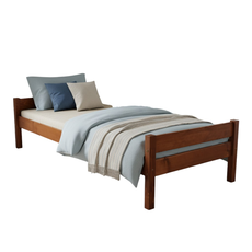 Pat de o persoana Transilvan, Sally, Lemn Masiv, Model 2/2, 90x200 cm, Nuc