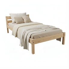 Pat de o persoana Transilvan, Sally, Lemn Masiv, Model 3/1, 80x200 cm, Natur