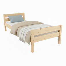 Pat de o persoana Transilvan, Sally, Lemn Masiv, Model 3/2, 80x200 cm, Natur