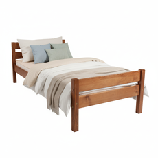 Pat de o persoana Transilvan, Sally, Lemn Masiv, Model 3/2, 80x200 cm, Nuc