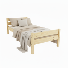 Single Bed Sally, Transilvan, Solid Wood, Model 3/2, 90x200 cm, Natural Wood