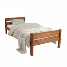 Pat de o persoana Transilvan, Sally, Lemn Masiv, Model 3/2, 90x200 cm, Nuc