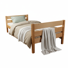 Pat de o persoana Transilvan, Sally, Lemn Masiv, Model 3/3, 80x200 cm, Lacuit