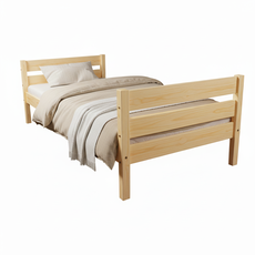 Pat de o persoana Transilvan, Sally, Lemn Masiv, Model 3/3, 80x200 cm, Natur