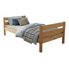 Pat de o persoana Transilvan, Sally, Lemn Masiv, Model 3/3, 90x200 cm, Lacuit