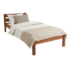 Pat de o persoana Transilvan, Sally, Lemn Masiv, Model 3/1, 90x200 cm, Nuc