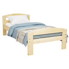 Pat de o persoana Transilvan, Simona, Lemn Masiv, 90x200 cm, Natur